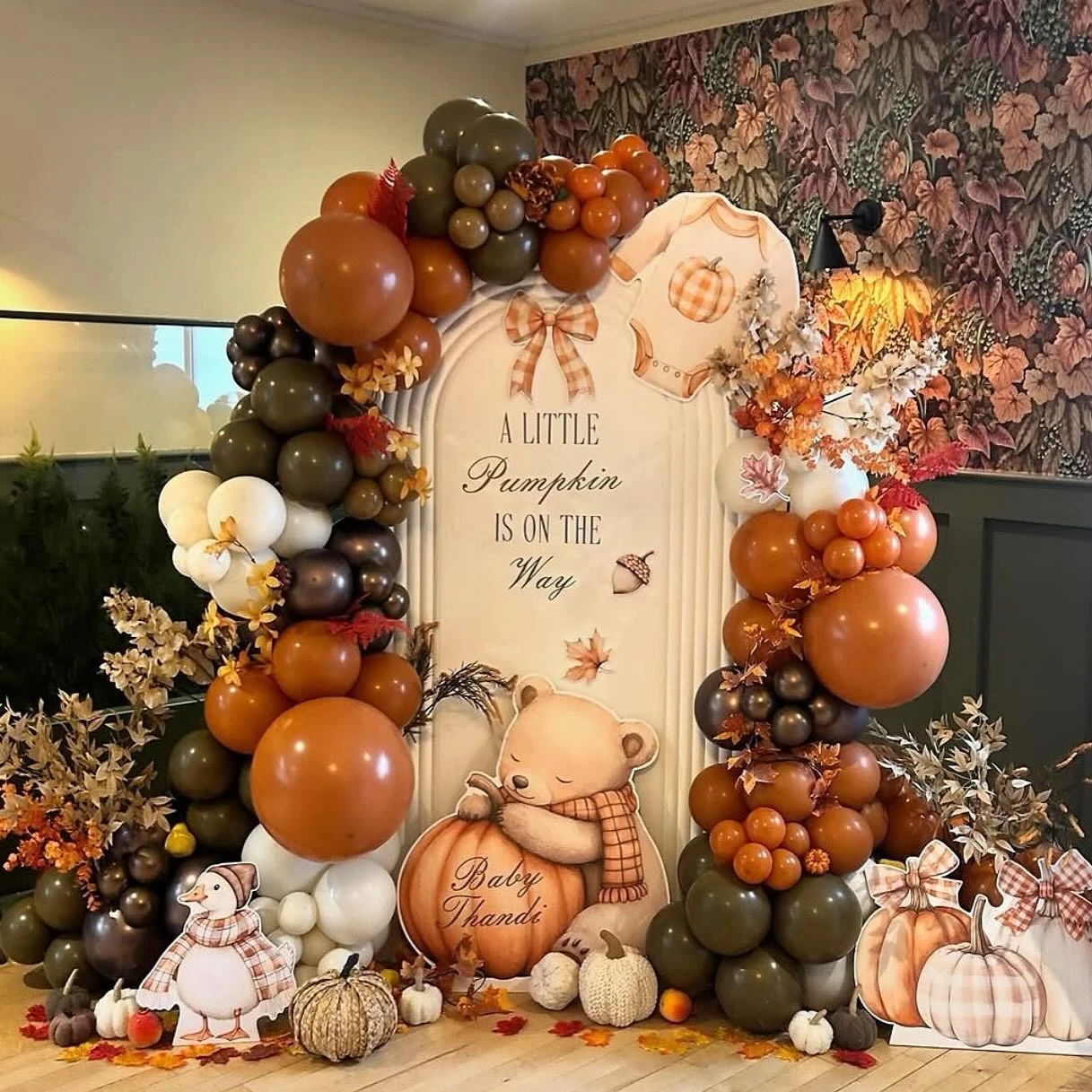 Woodland Harvest Greeting a little pumpkin baby shower theme