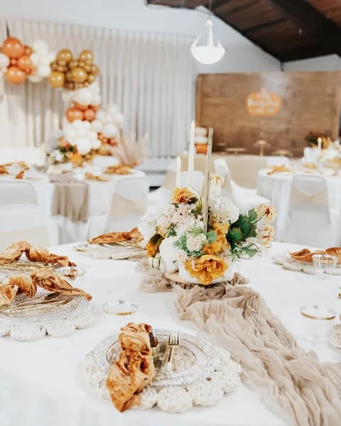 Textured Autumn Table Settings a little pumpkin baby shower theme