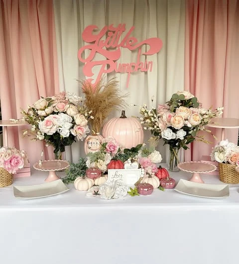 Soft Pastel Pumpkin Display a little pumpkin baby shower theme