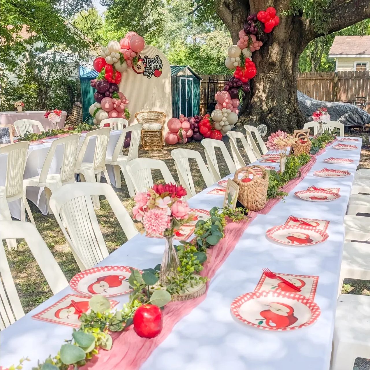 Focal Point Photo Backdrop apple of our eye baby shower ideas
