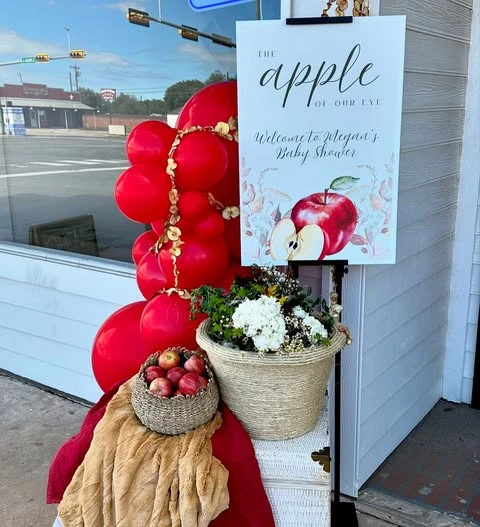 Welcoming Entryway Signage apple of our eye baby shower ideas