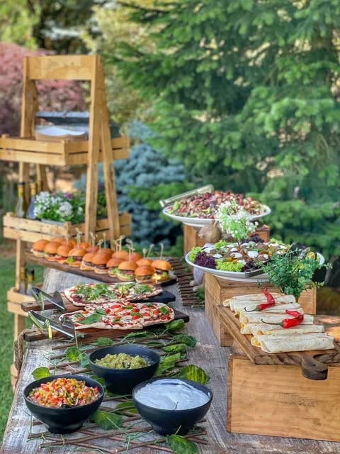 Utilize Multi-Level Serving Stations backyard bbq party ideas