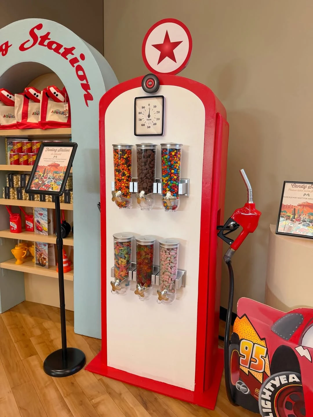 Retro Gas Pump Candy Bar cars birthday party