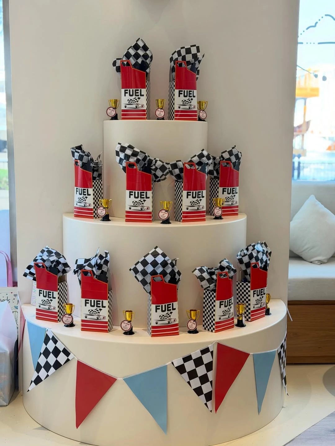 Gas Can Favor Tier cars birthday party