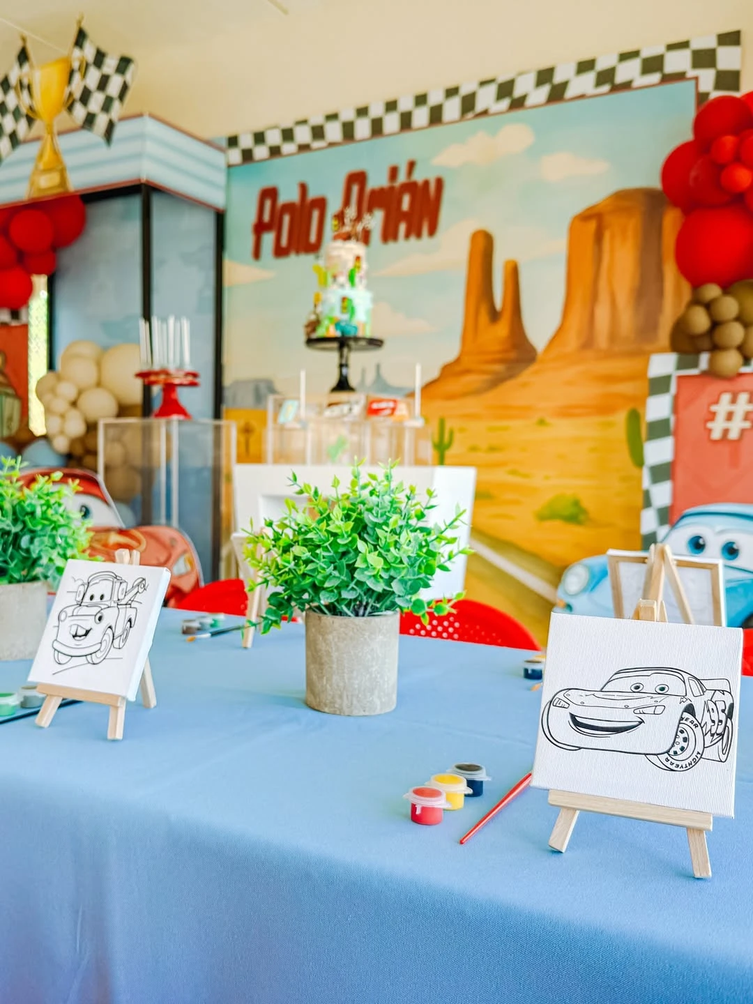 Character Canvas Painting Station cars birthday party