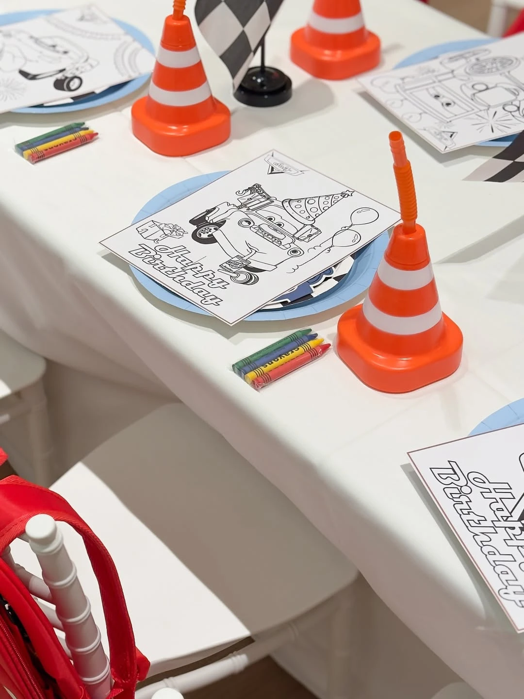 Tabletop Coloring Station cars birthday party
