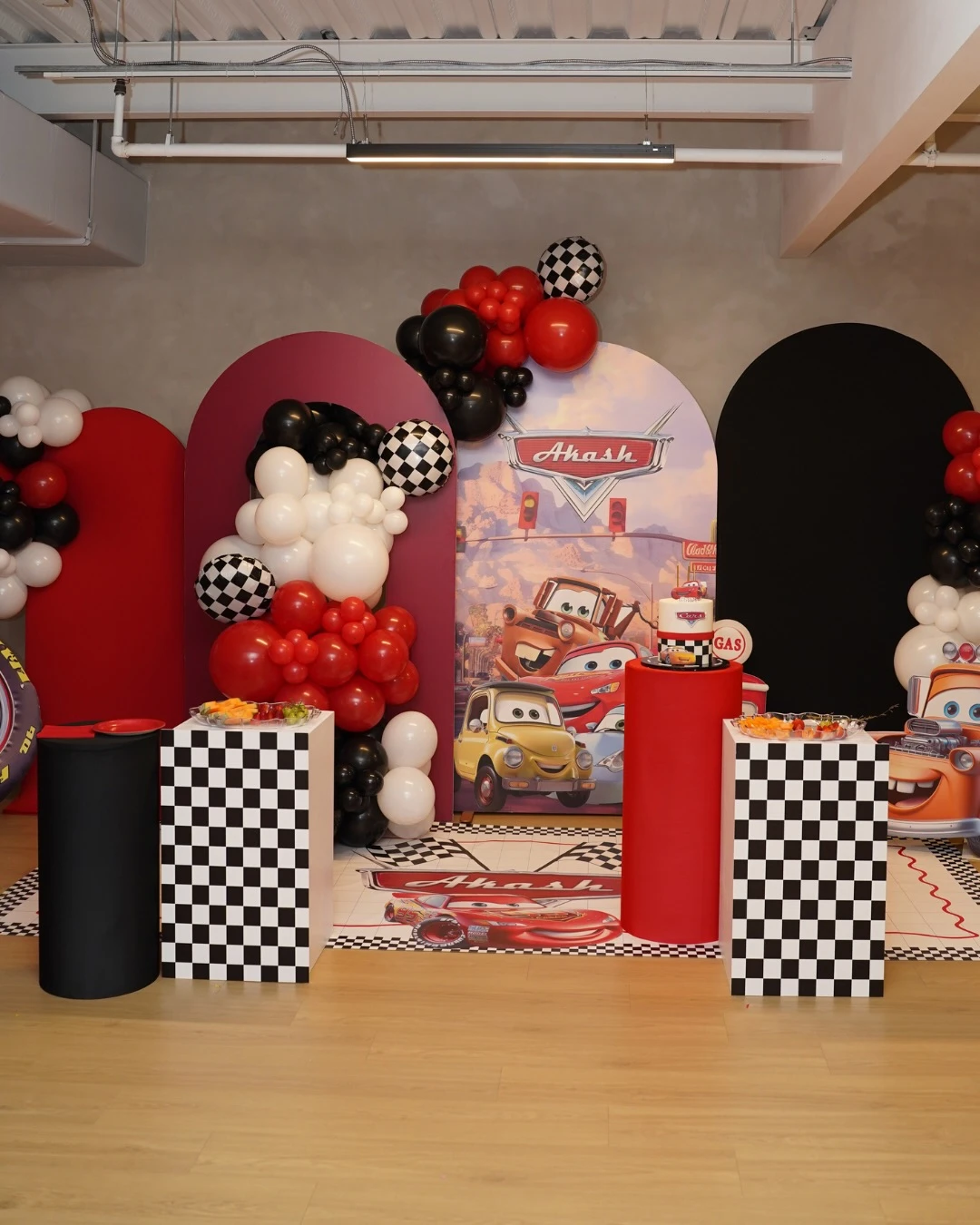 Radiator Springs Trophy Stage cars birthday party