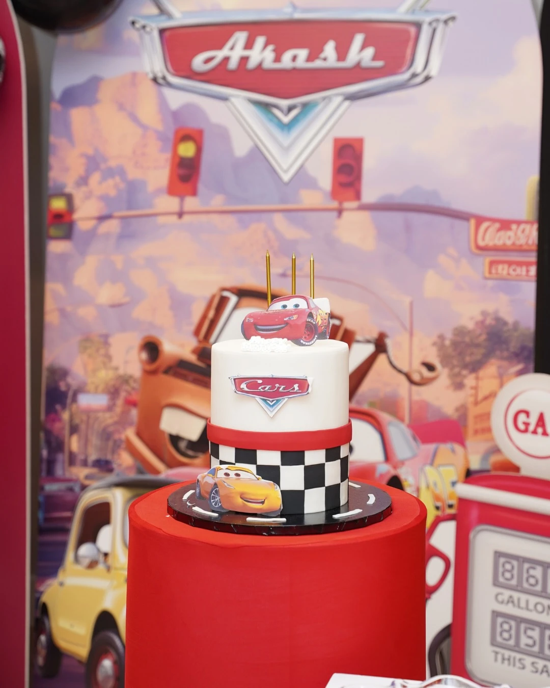 Radiator Springs Trophy Stage cars birthday party