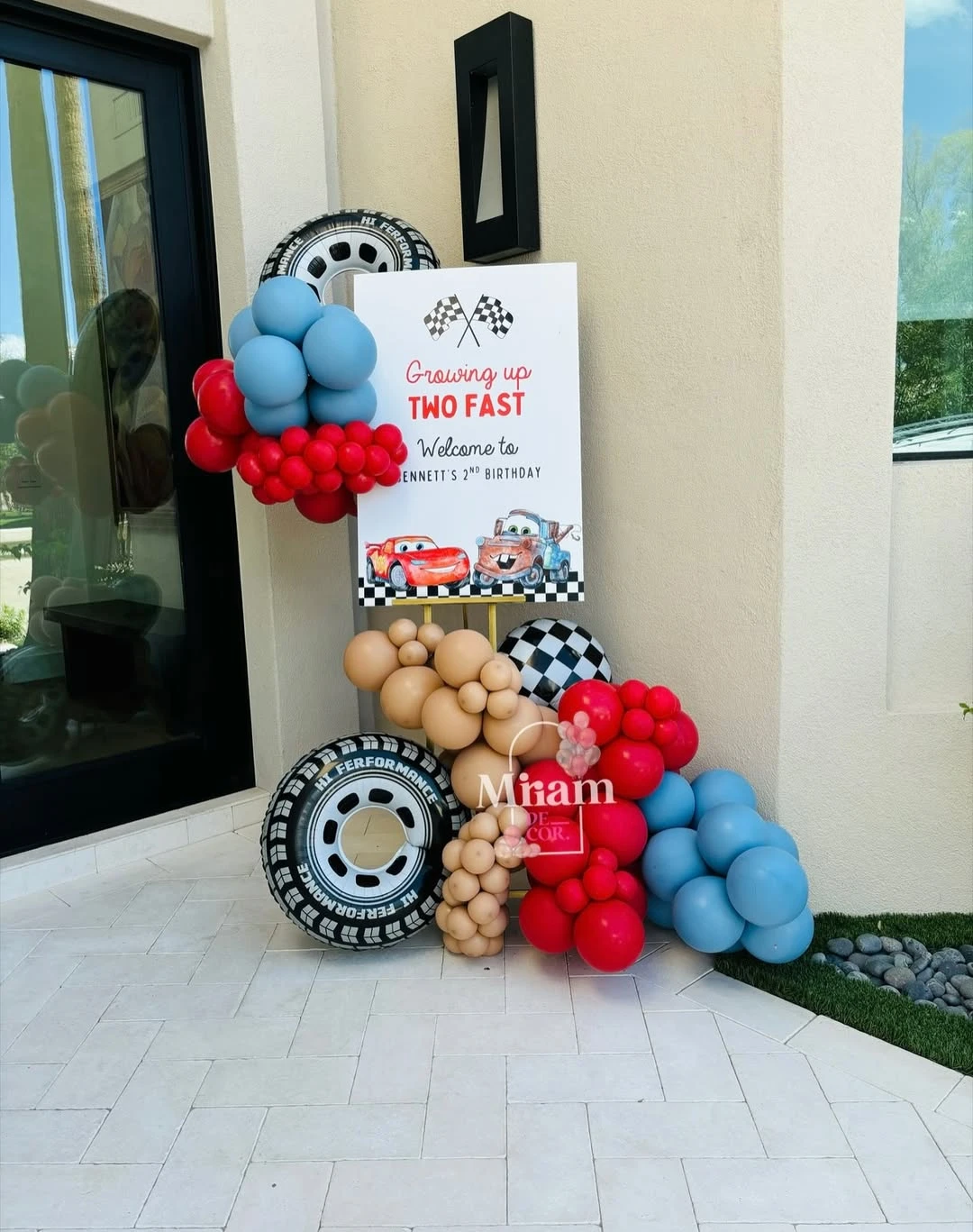 Two Fast Welcome Display cars birthday party