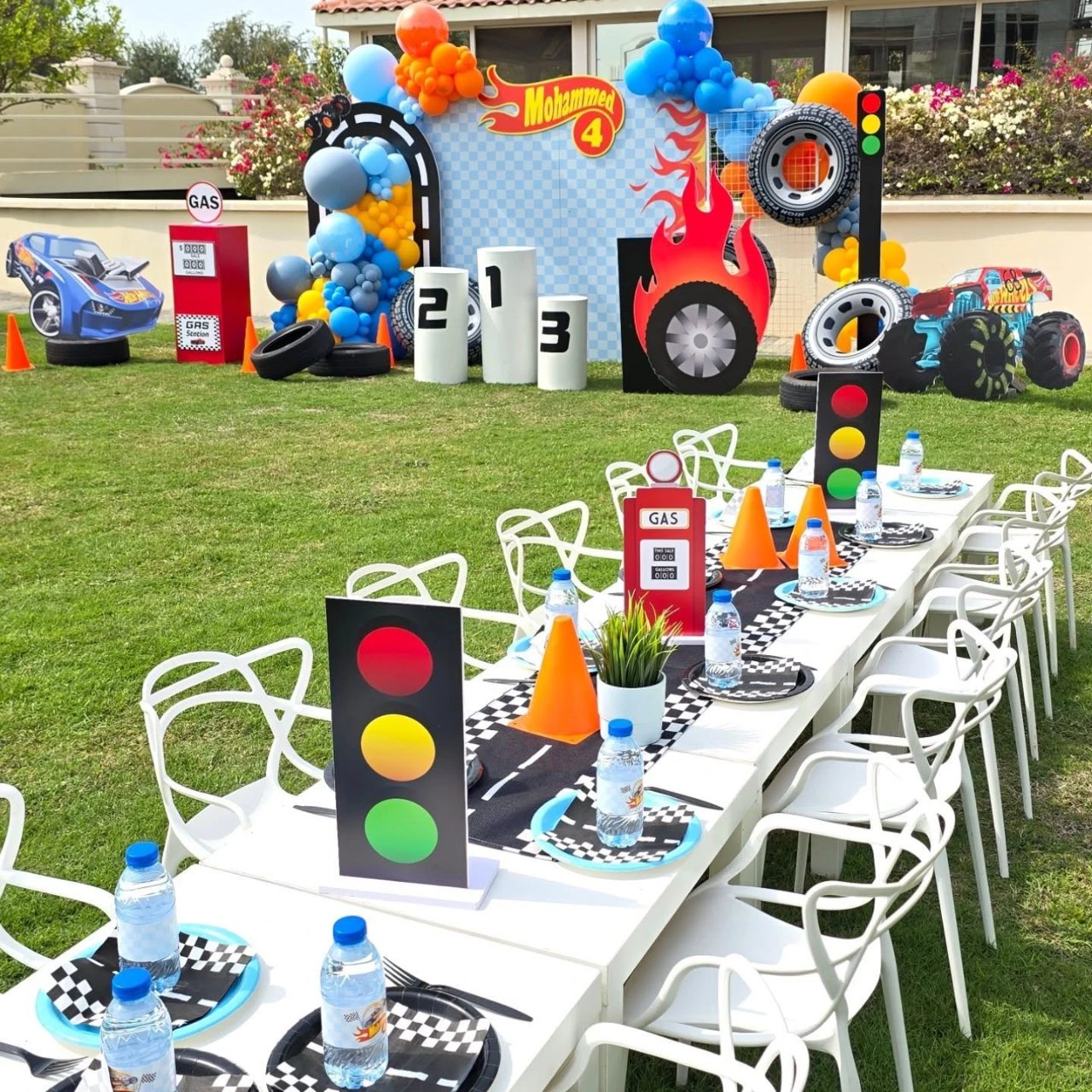 Trackside Dining Station cars birthday party