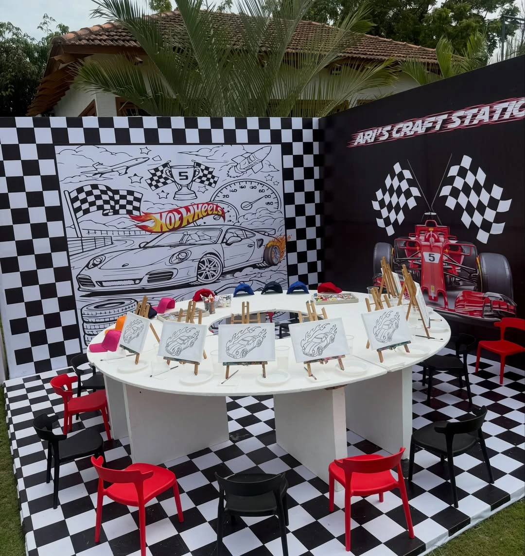 Interactive Art Pit Stop cars birthday party