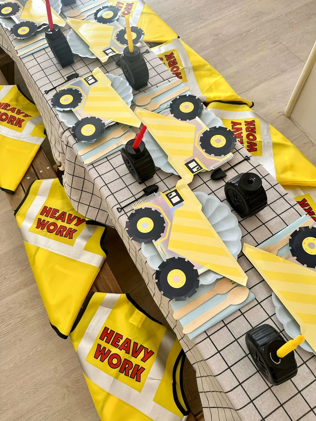 Safety Gear Display construction birthday party ideas