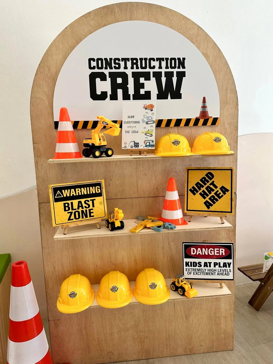 Safety Gear Display construction birthday party ideas