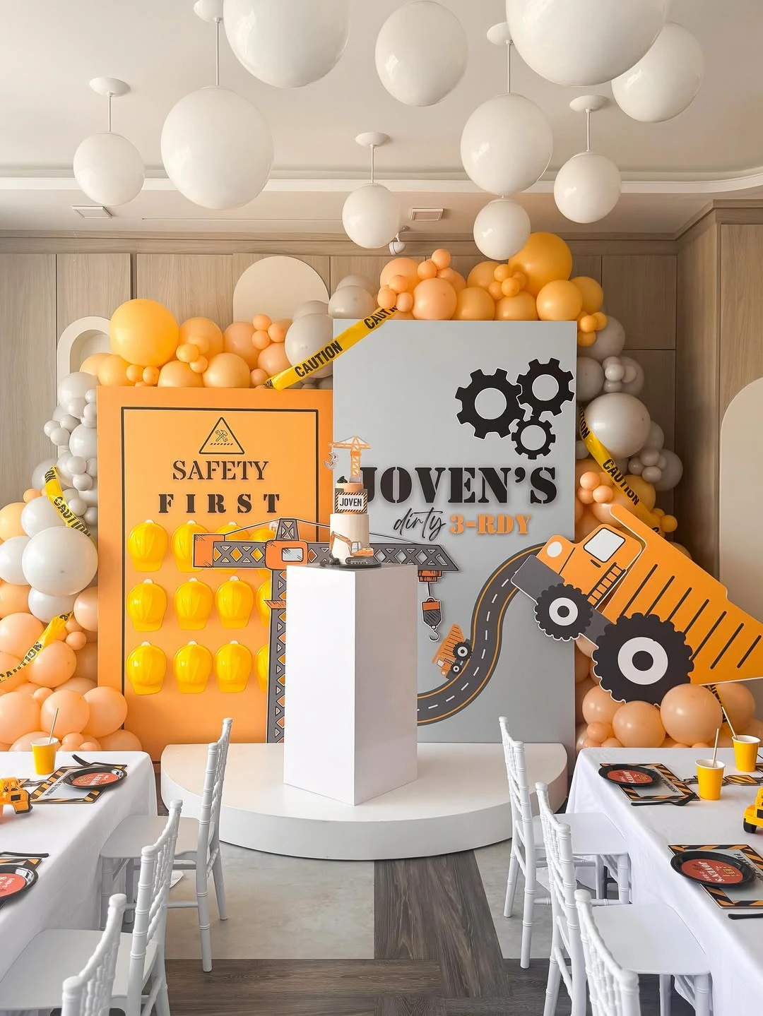 Oversized Site Backdrop Display construction birthday party ideas