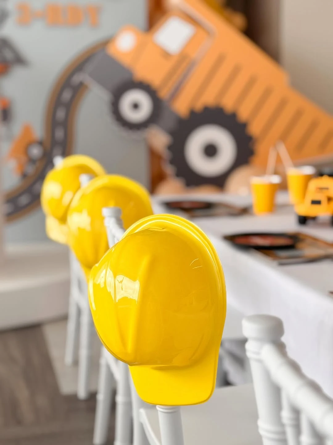 Hard Hat Chair Markers construction birthday party ideas