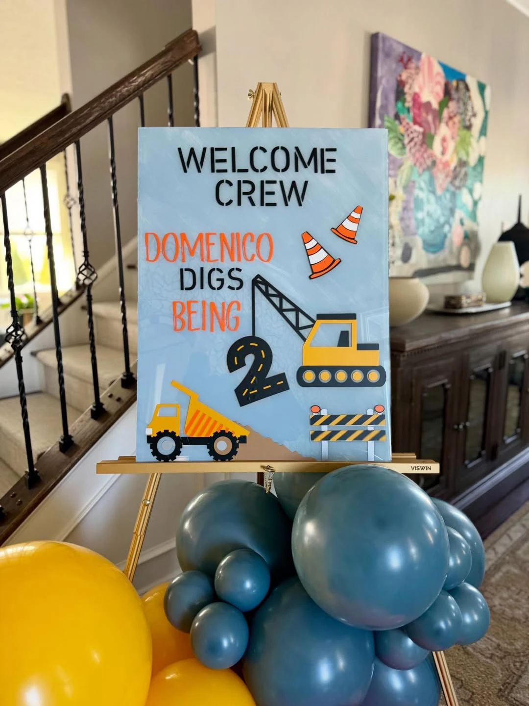 Custom Crew Greeting Board construction birthday party ideas