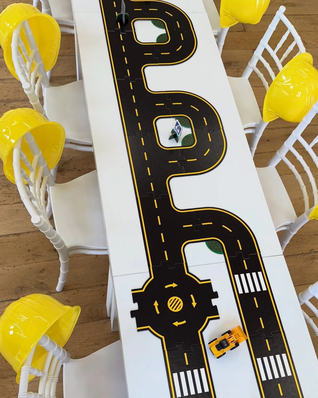 Roadway Runner and Seat Decor construction birthday party ideas
