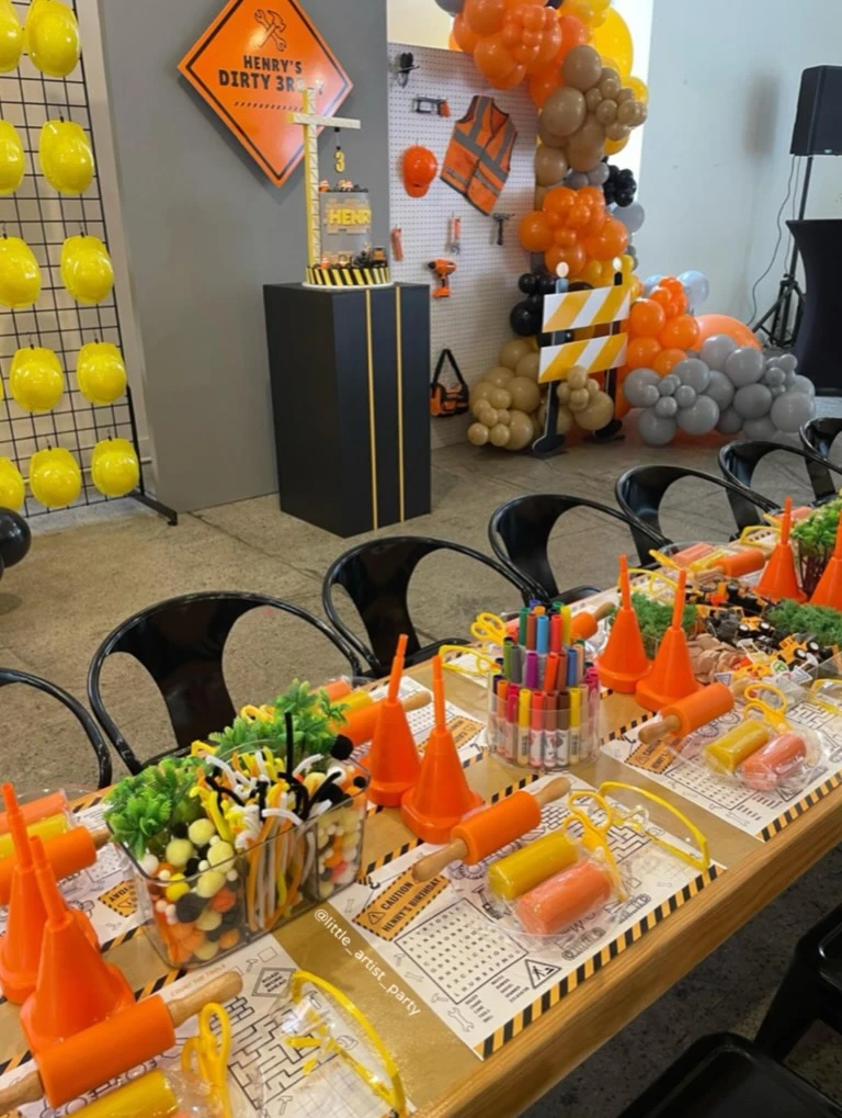 Site Gear & Activity Table construction birthday party ideas