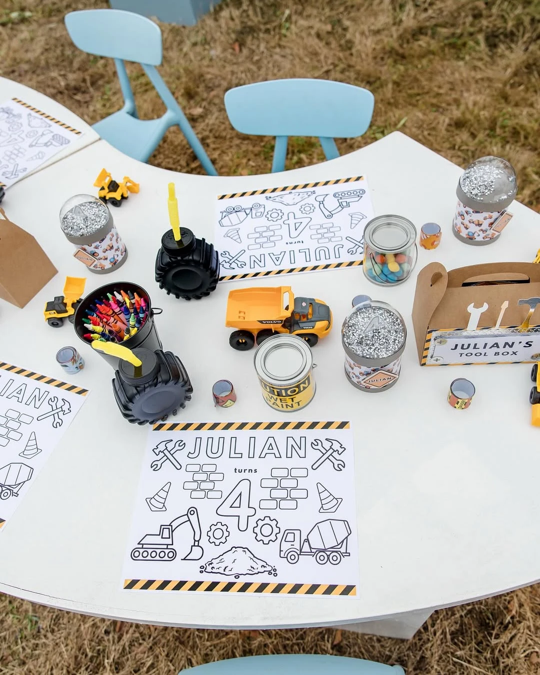 Custom Activity Tabletop construction birthday party ideas