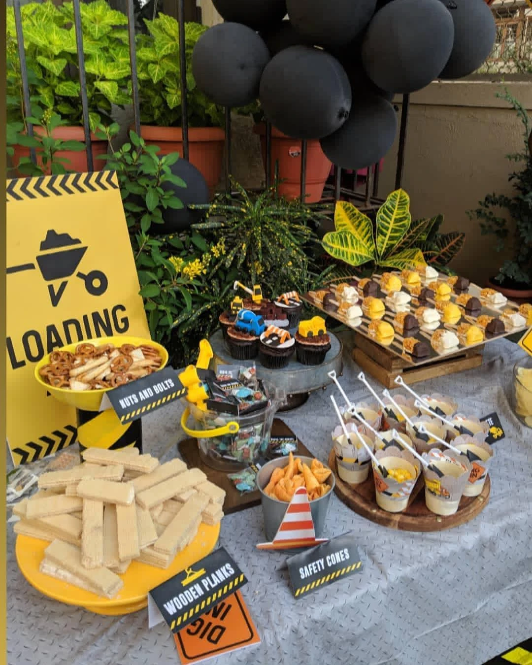 Construction Material Food Bar construction birthday party ideas