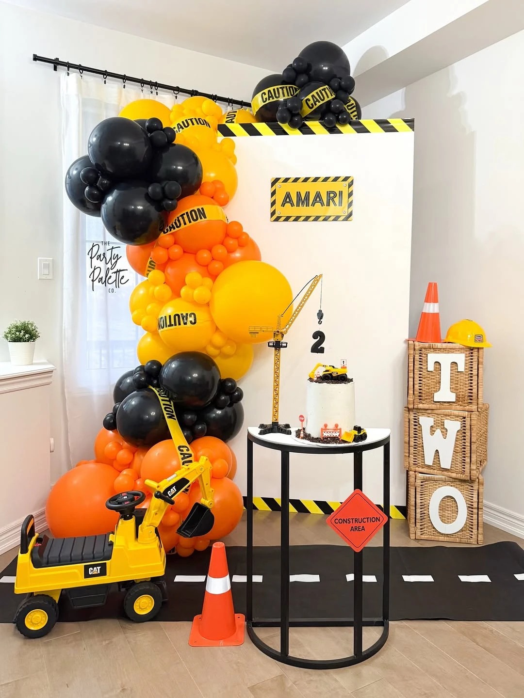 Industrial Zone Photo Backdrop construction birthday party ideas