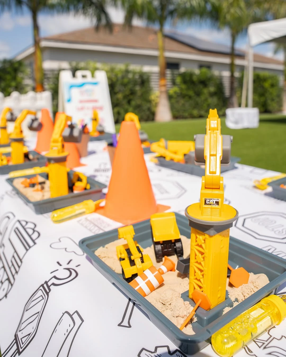 Individual Sensory Dig Trays construction birthday party ideas
