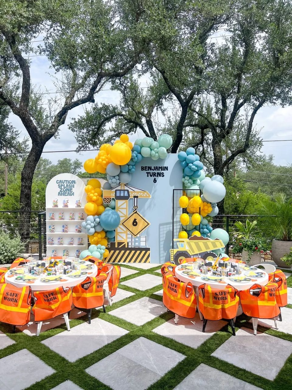 Towering Site Backdrop construction birthday party ideas