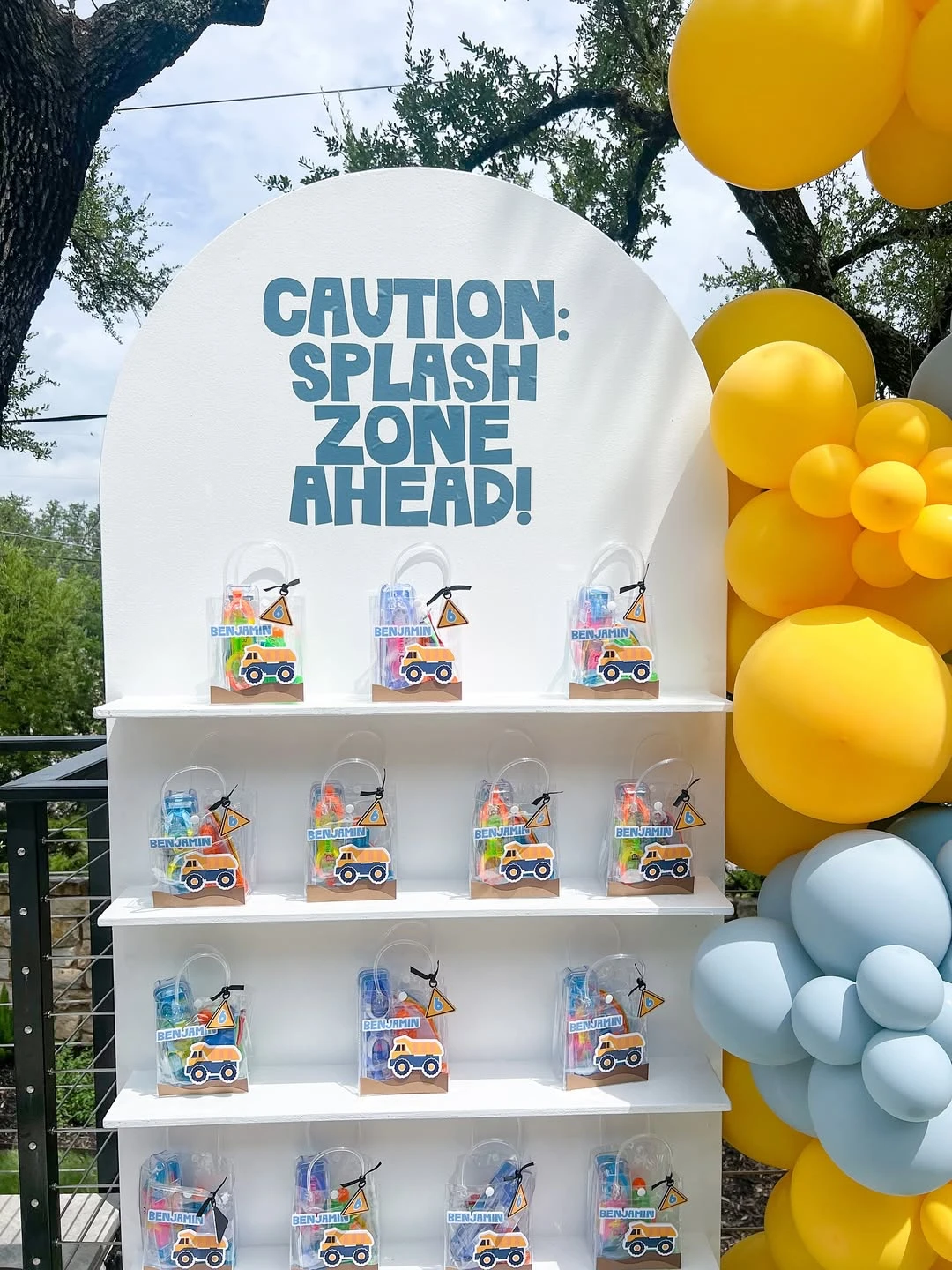 Vertical Favor Display construction birthday party ideas