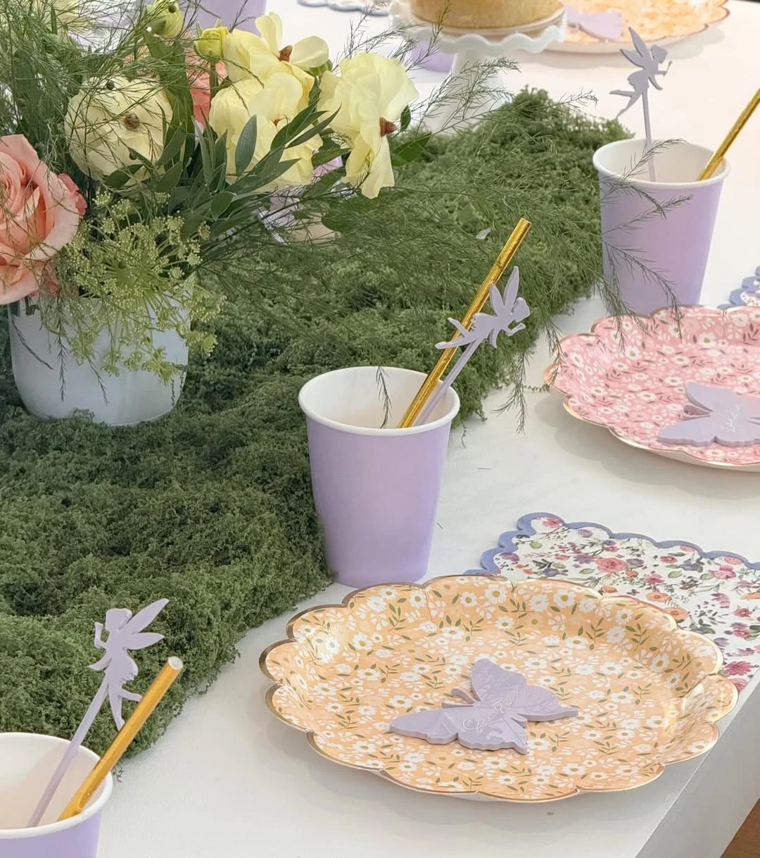 Textural Table Runners fairy first birthday party ideas