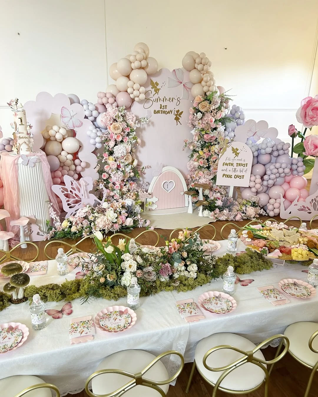 Layered Garden Backdrop Panels fairy first birthday party ideas
