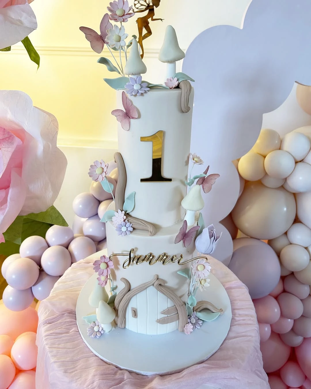 Sculpted Fairy Door Cake fairy first birthday party ideas