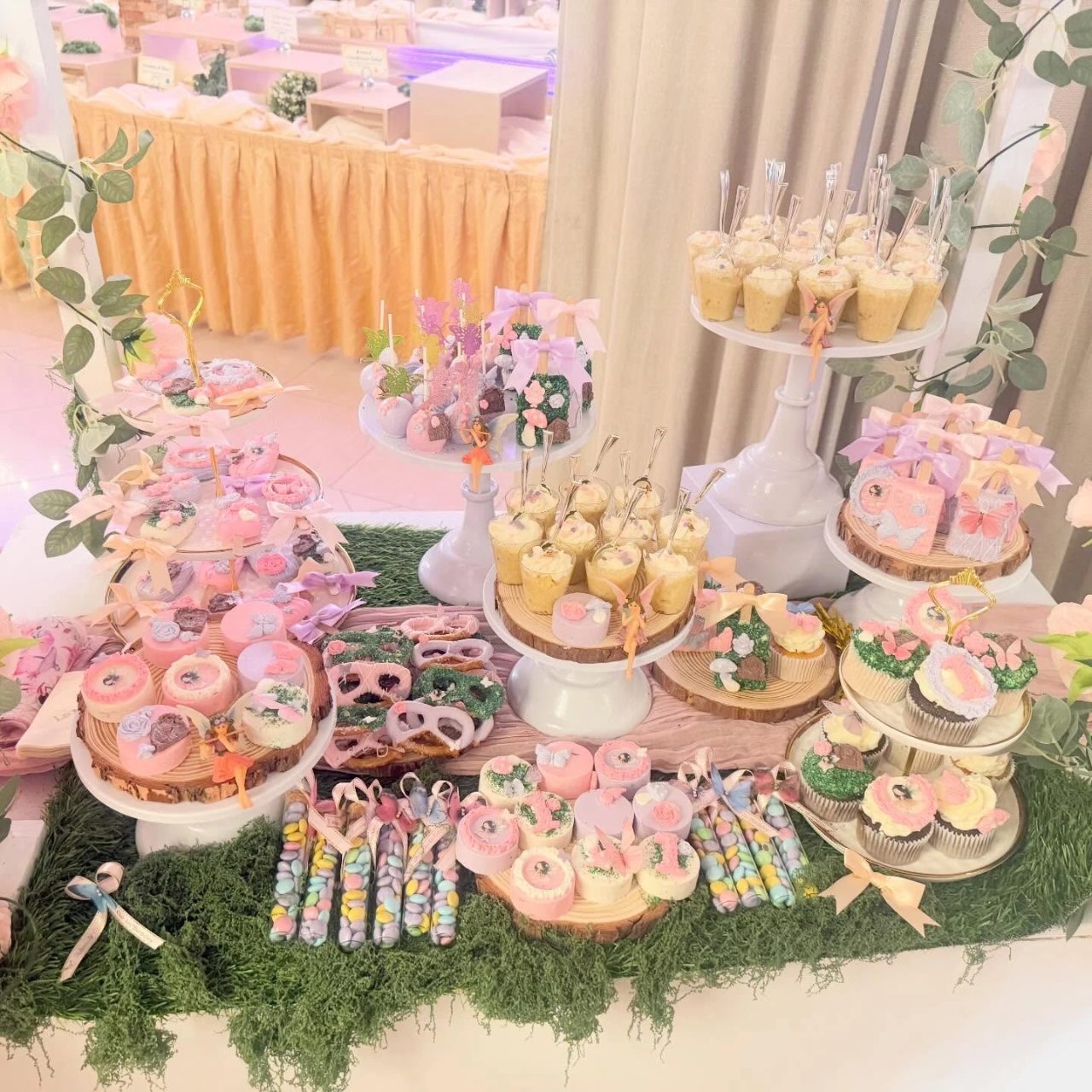 Forest Floor Dessert Station fairy first birthday party ideas