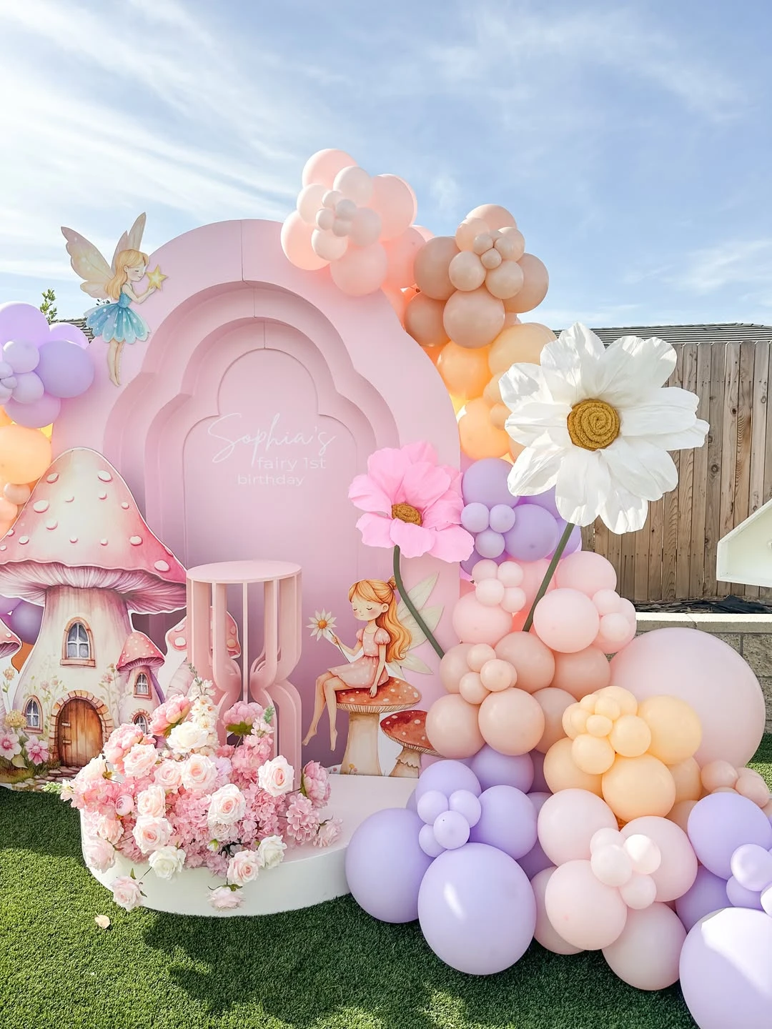 Pastel Illustrated Arch Focal Point fairy first birthday party ideas