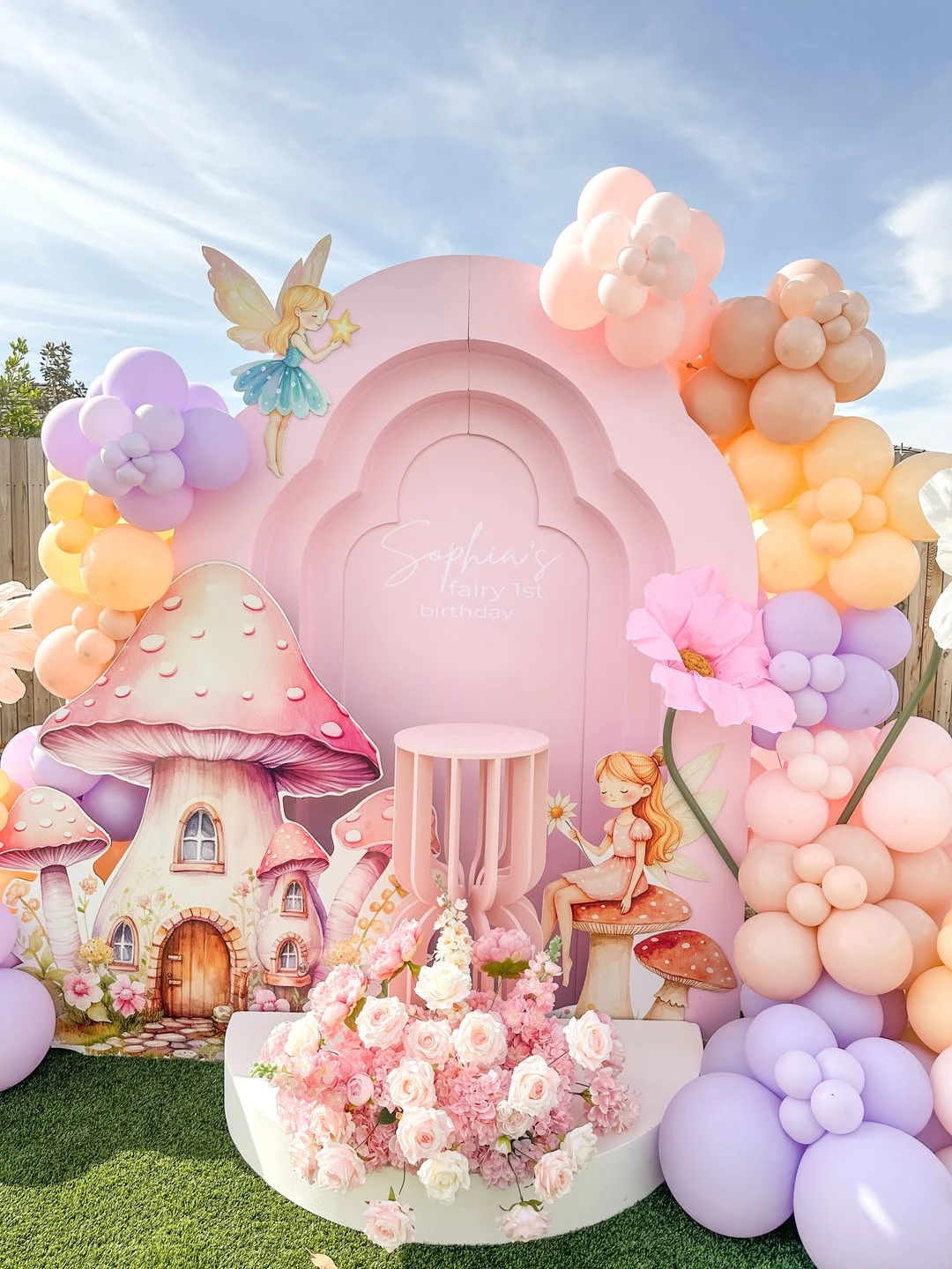 Pastel Illustrated Arch Focal Point fairy first birthday party ideas