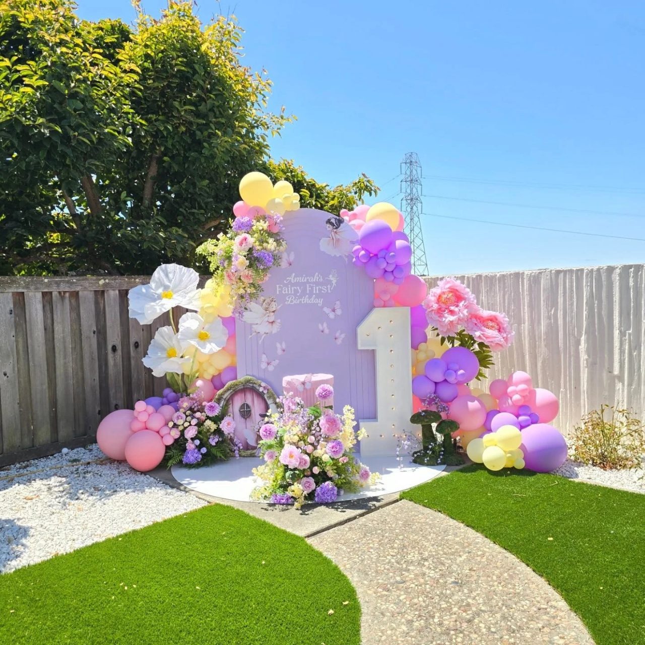 Dimensional Garden Photo Backdrop fairy first birthday party ideas