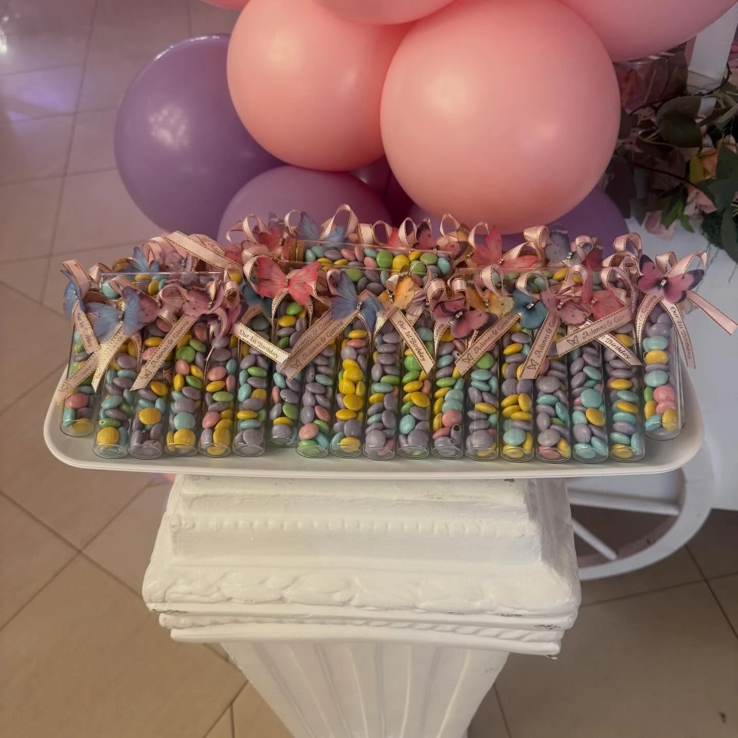 Butterfly Candy Tubes fairy first birthday party ideas
