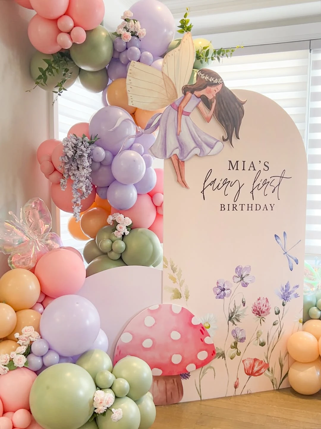 Watercolor Illustration Backdrop fairy first birthday party ideas