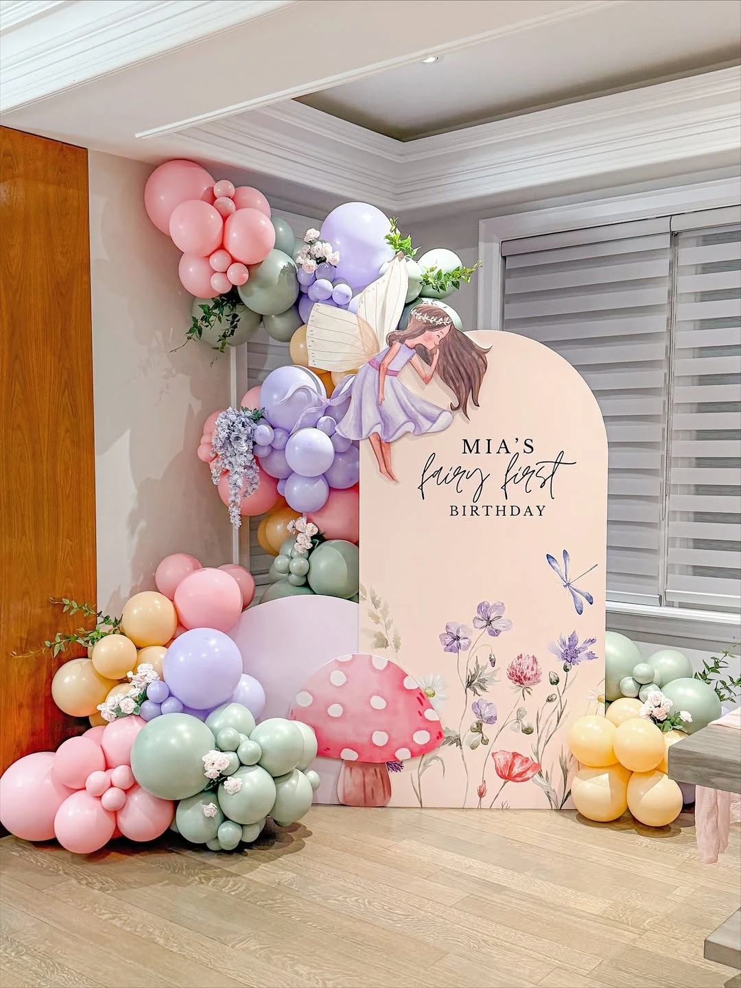 Watercolor Illustration Backdrop fairy first birthday party ideas