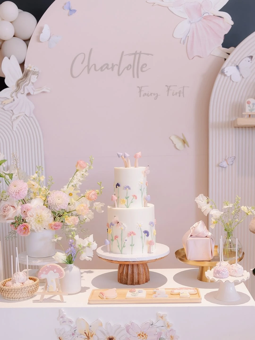 Pastel Garden Backdrop fairy first birthday party ideas