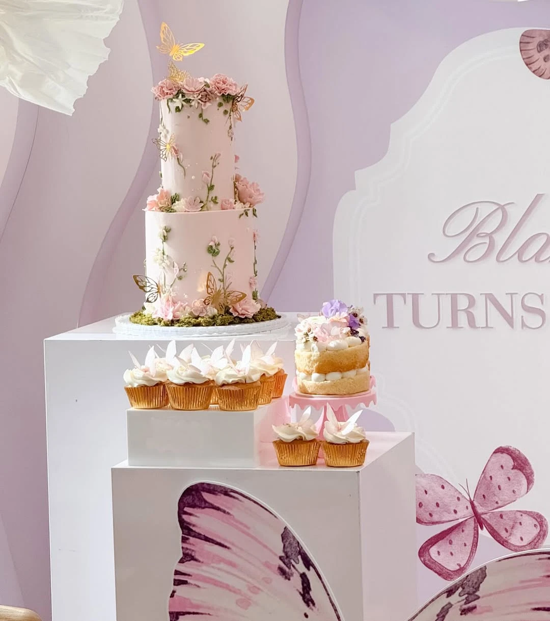 Botanical Tiered Cakes fairy first birthday party ideas
