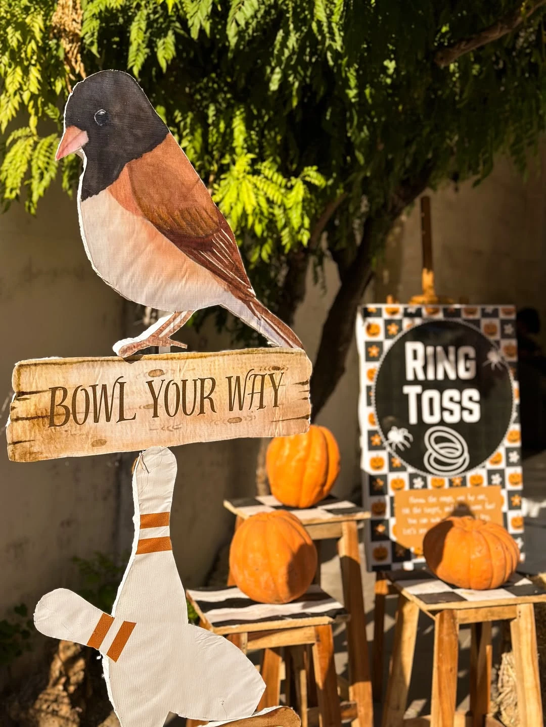 Rustic Lawn Game Stations fall birthday party ideas