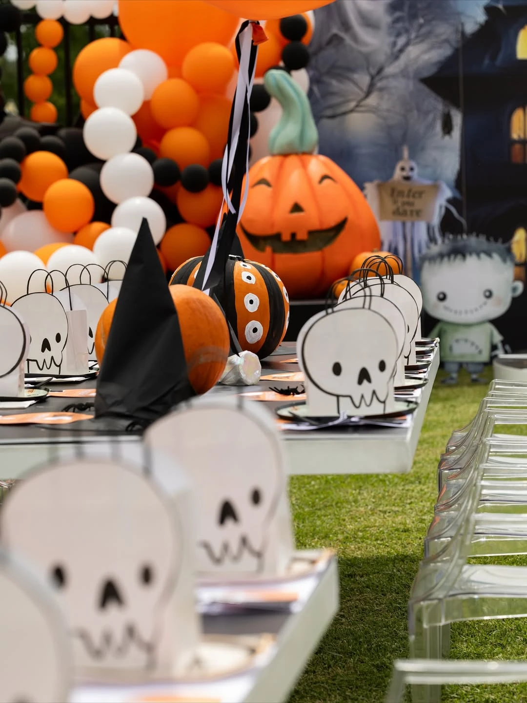 Playful Spooky Table Settings fall birthday party ideas