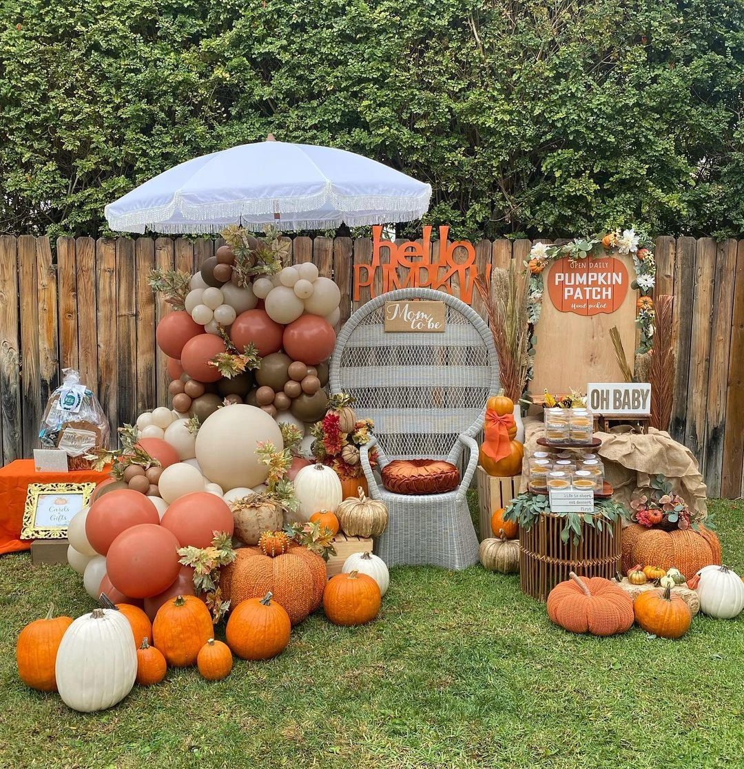 Pumpkin Patch Photo Corner fall themed baby shower ideas