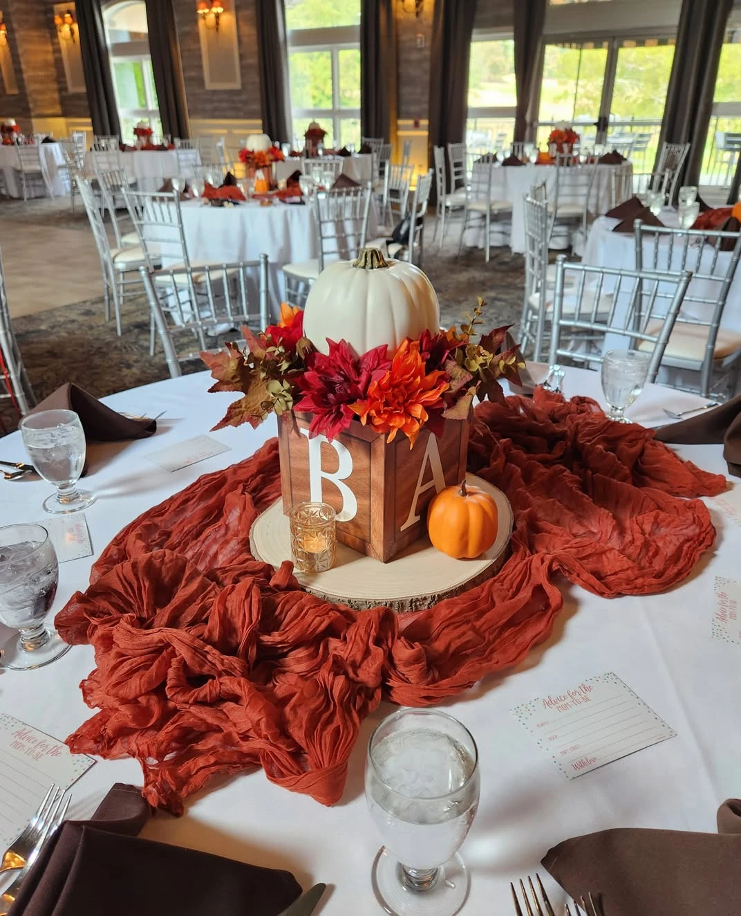 Rustic Block Centerpieces fall themed baby shower ideas