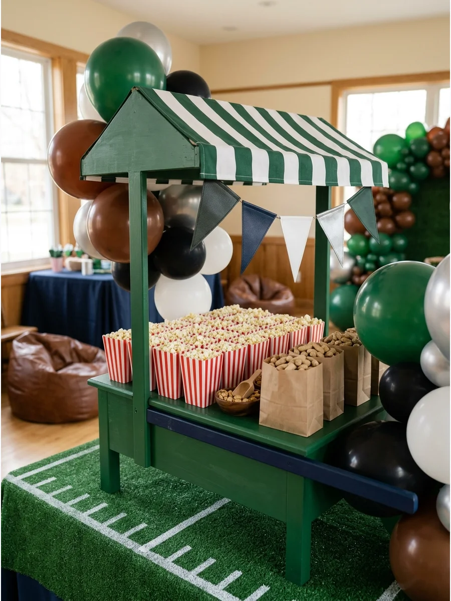 Vintage Popcorn & Peanut Cart first year down football birthday