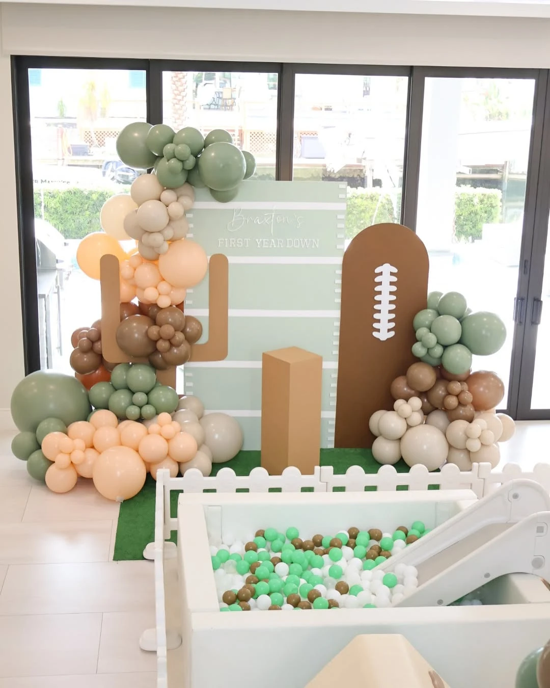 Layered Gridiron Backdrop first year down football birthday
