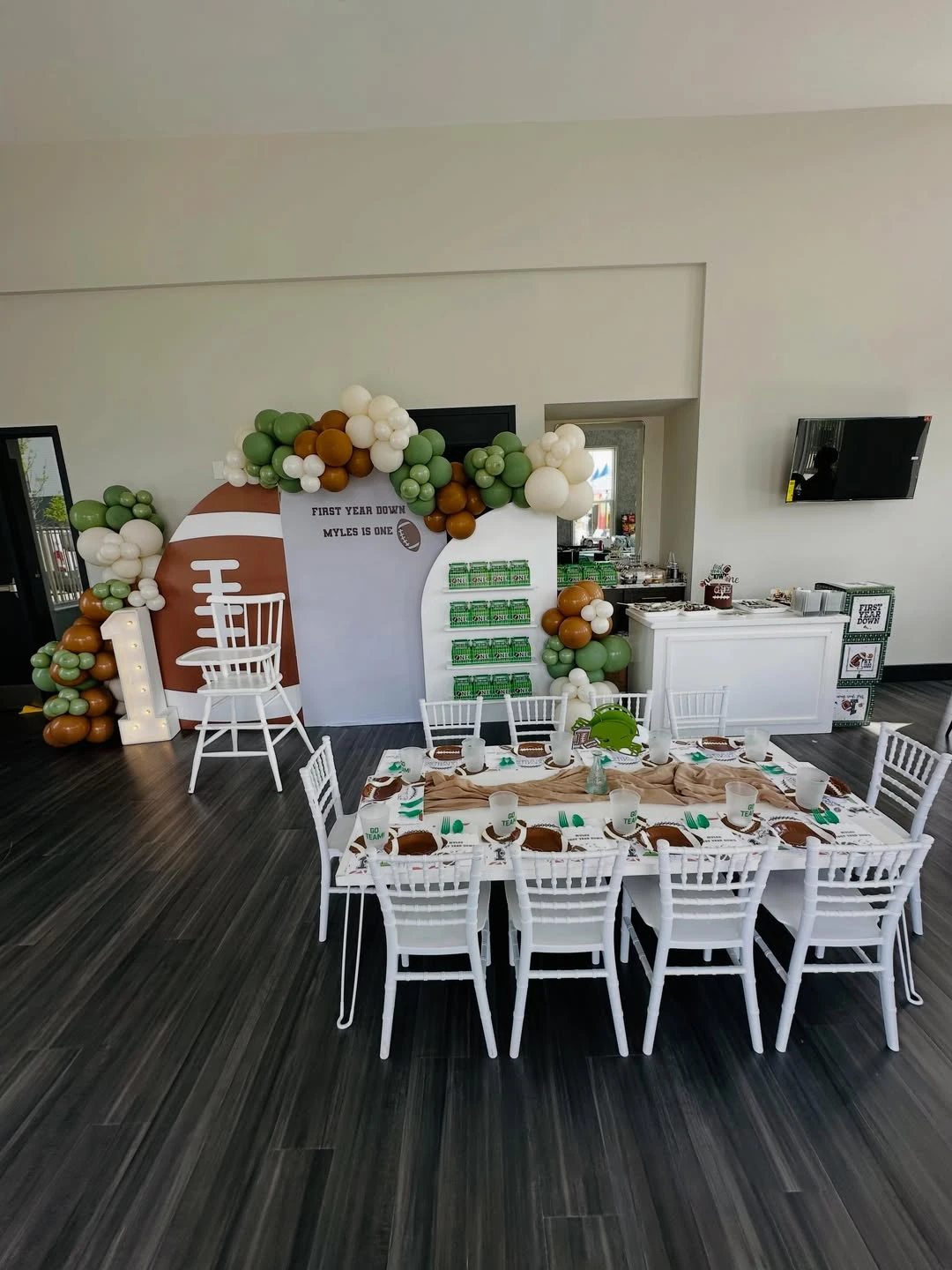 Dimensional Stadium Wall first year down football birthday
