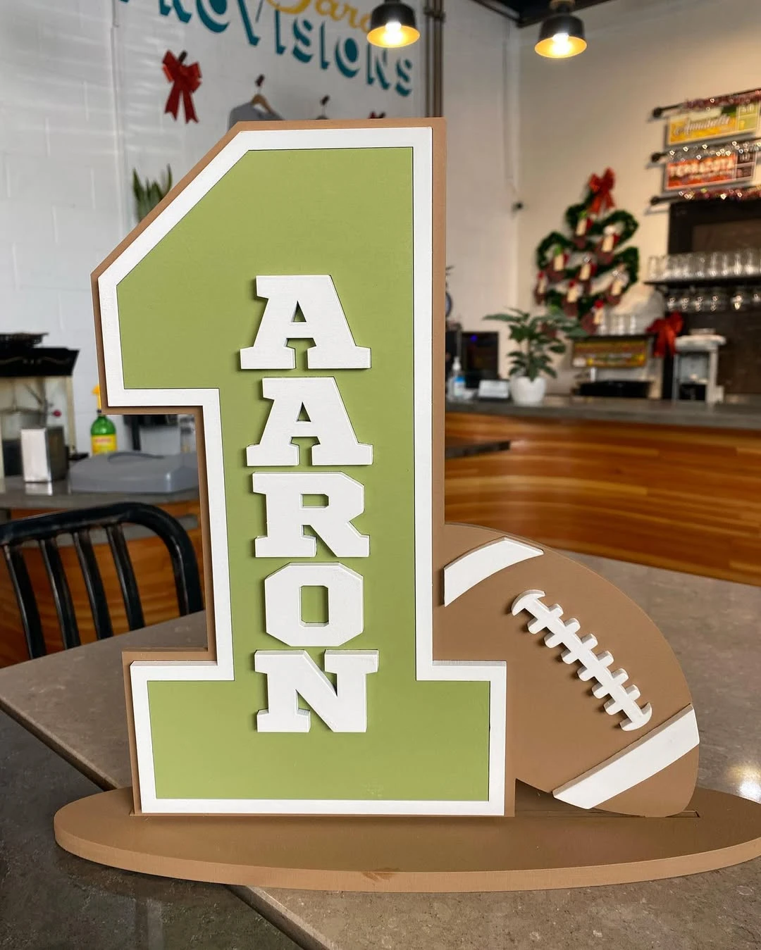 Layered Tabletop Accents first year down football birthday