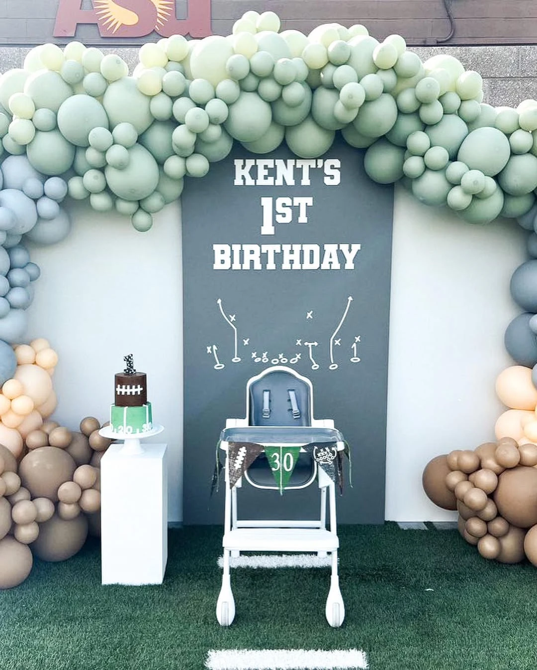 X's and O's Backdrop first year down football birthday