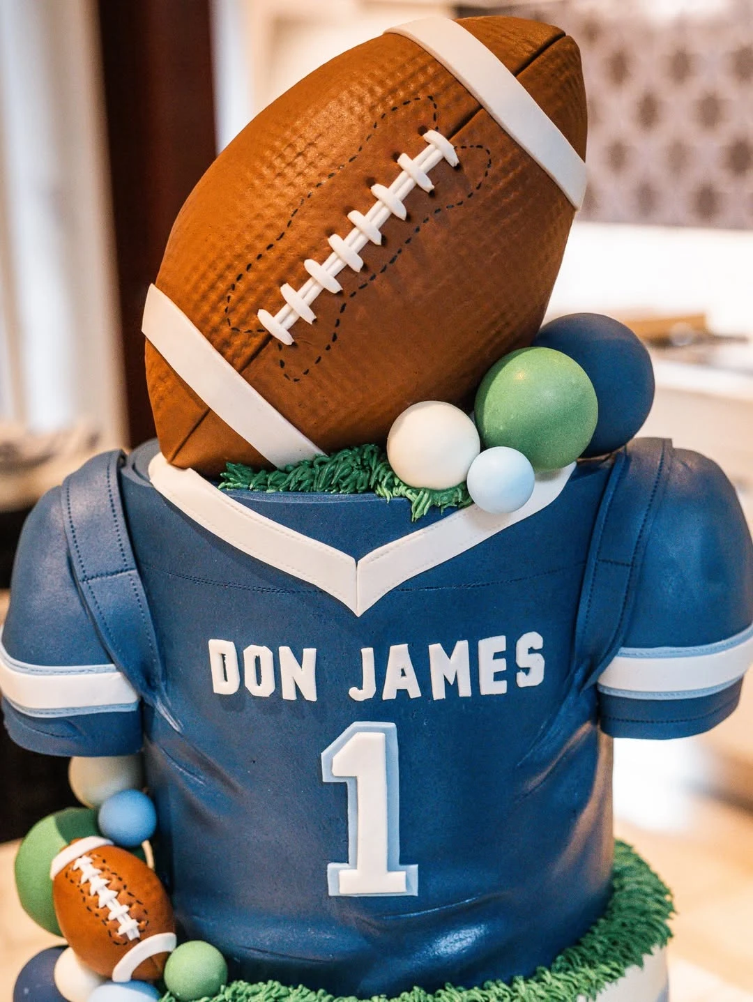 Custom Jersey Tiered Cake first year down football birthday